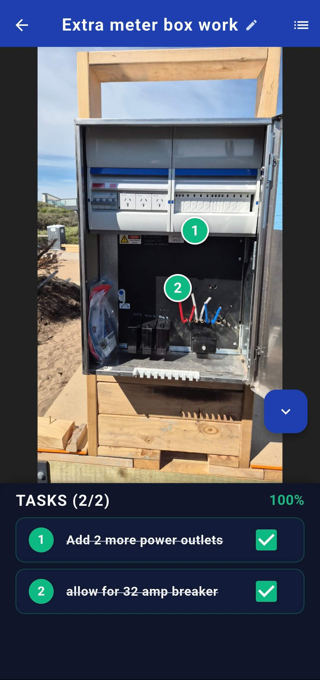 Electrical meter box with green markers