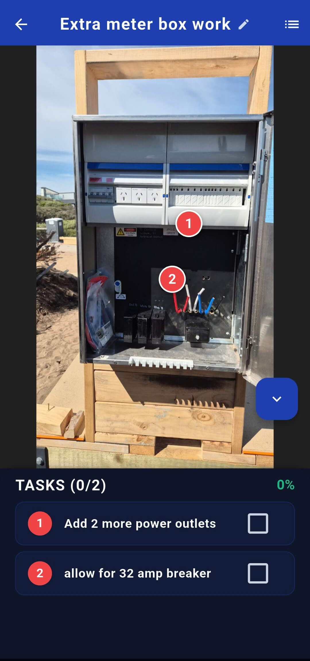 Electrical meter box with red markers
