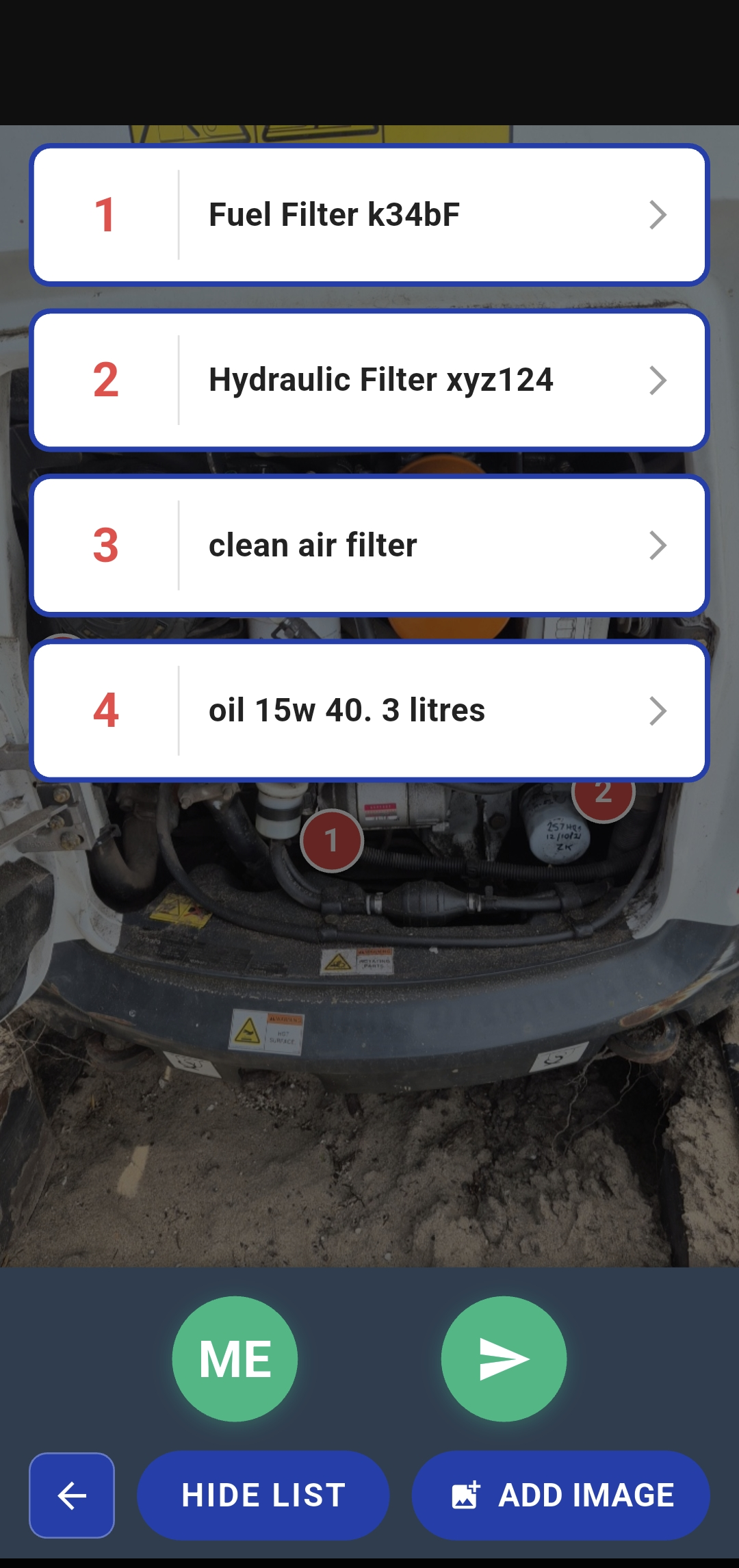 Parts list view for shopping
